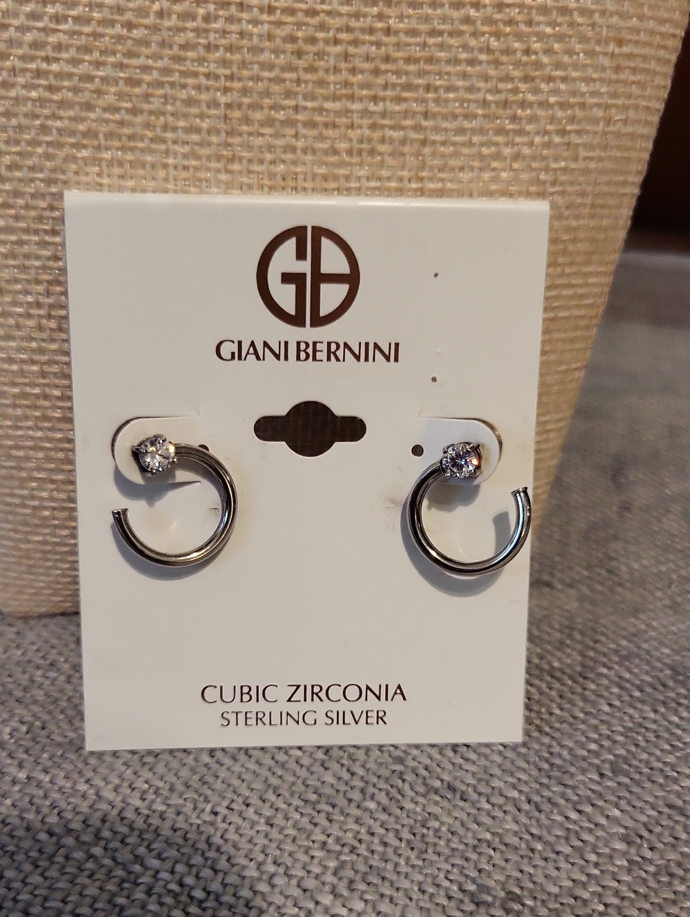 Giani Bernini Sterling Silver Hoop Earrings with Cubic Zirconia Accents - Silver